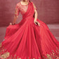 Contemporary Faux Crepe Silk Pink Embroidered Saree