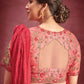 Contemporary Faux Crepe Silk Pink Embroidered Saree