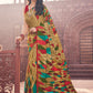 Classic Faux Crepe Multi Colour Print Saree