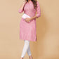 Casual Kurti Faux Crepe Pink Floral Patch Kurtis