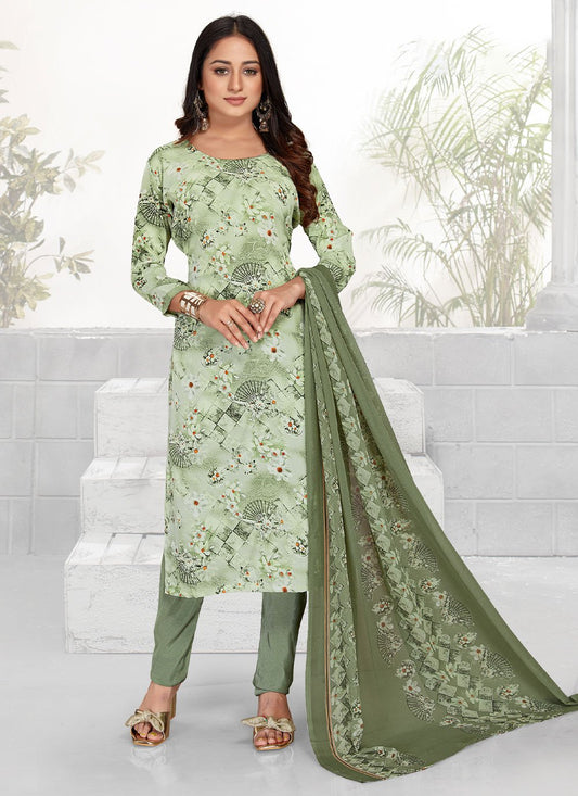 Pant Style Suit Faux Crepe Multi Colour Floral Patch Salwar Kameez