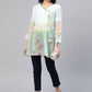 Party Wear Kurti Faux Crepe Organza Green Digital Print Kurtis