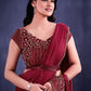 Trendy Saree Faux Crepe Maroon Applique Work Saree