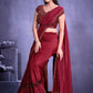 Trendy Saree Faux Crepe Maroon Applique Work Saree
