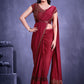Trendy Saree Faux Crepe Maroon Applique Work Saree