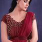 Trendy Saree Faux Crepe Maroon Applique Work Saree