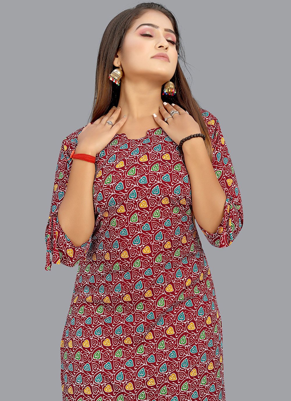 Party Wear Kurti Faux Crepe Multi Colour Print Kurtis