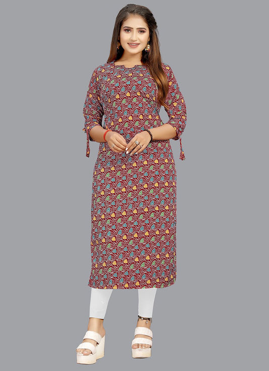 Party Wear Kurti Faux Crepe Multi Colour Print Kurtis