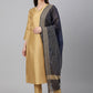 Salwar Suit Faux Crepe Gold Plain Salwar Kameez