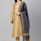 Salwar Suit Faux Crepe Gold Plain Salwar Kameez