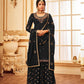 Sharara Set Faux Georgette Black Embroidered Salwar Kameez