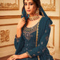 Sharara Set Faux Georgette Blue Embroidered Salwar Kameez