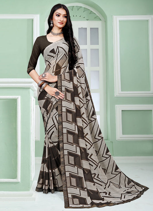 Classic Faux Georgette Multi Colour Patch Border Saree