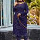 Salwar Suit Faux Georgette Blue Embroidered Salwar Kameez