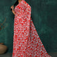 Designer Faux Georgette Red Digital Print Saree