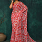 Designer Faux Georgette Red Digital Print Saree