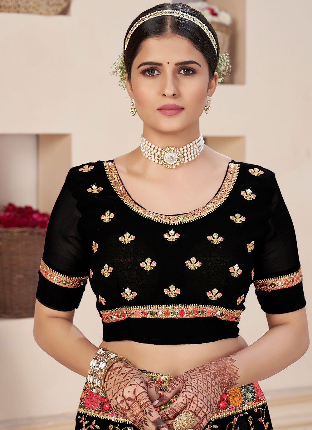 Contemporary Faux Georgette Black Embroidered Saree