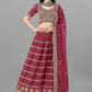 Lehenga Choli Faux Georgette Mauve Cord Work Lehenga Choli