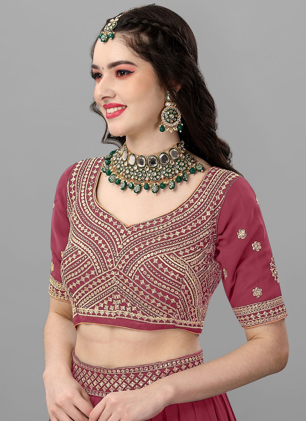 Lehenga Choli Faux Georgette Mauve Cord Work Lehenga Choli