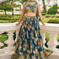 A Line Lehenga Faux Georgette Teal Digital Print Lehenga Choli