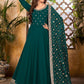 Anarkali Suit Faux Georgette Green Embroidered Salwar Kameez