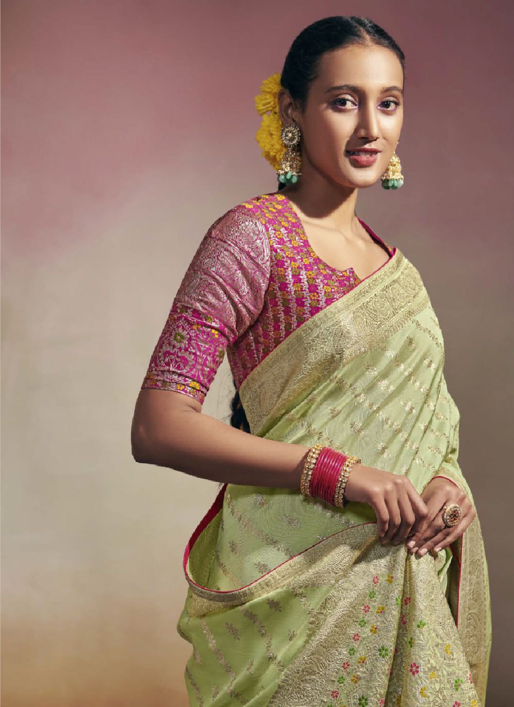 Trendy Saree Faux Georgette Green Embroidered Saree