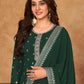 Floor Lenght Salwar Suit Faux Georgette Green Embroidered Salwar Kameez