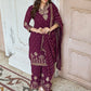 Salwar Suit Faux Georgette Magenta Embroidered Salwar Kameez