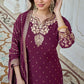 Salwar Suit Faux Georgette Magenta Embroidered Salwar Kameez