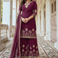 Salwar Suit Faux Georgette Magenta Embroidered Salwar Kameez