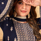 Salwar Suit Faux Georgette Blue Embroidered Salwar Kameez