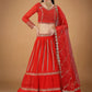 A Line Lehenga Faux Georgette Red Embroidered Lehenga Choli