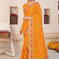 Classic Faux Georgette Orange Embroidered Saree