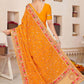Classic Faux Georgette Orange Embroidered Saree