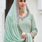 Salwar Suit Faux Georgette Sea Green Embroidered Salwar Kameez