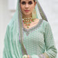 Salwar Suit Faux Georgette Sea Green Embroidered Salwar Kameez