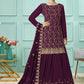 Lehenga Choli Faux Georgette Purple Embroidered Lehenga Choli