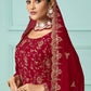 A Line Lehenga Faux Georgette Red Embroidered Lehenga Choli