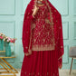 A Line Lehenga Faux Georgette Red Embroidered Lehenga Choli