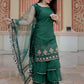 Salwar Suit Faux Georgette Green Embroidered Salwar Kameez