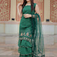 Salwar Suit Faux Georgette Green Embroidered Salwar Kameez