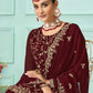 Lehenga Choli Faux Georgette Maroon Embroidered Lehenga Choli