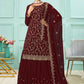 Lehenga Choli Faux Georgette Maroon Embroidered Lehenga Choli