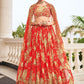 Lehenga Choli Faux Georgette Orange Digital Print Lehenga Choli