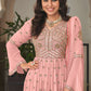 Palazzo Salwar Suit Faux Georgette Pink Embroidered Salwar Kameez