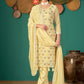 Pant Style Suit Faux Georgette Yellow Embroidered Salwar Kameez