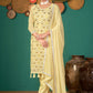 Pant Style Suit Faux Georgette Yellow Embroidered Salwar Kameez