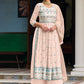 Salwar Suit Faux Georgette Peach Embroidered Salwar Kameez
