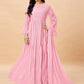 Anarkali Suit Faux Georgette Pink Crystals Salwar Kameez