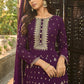 Anarkali Suit Faux Georgette Purple Embroidered Salwar Kameez